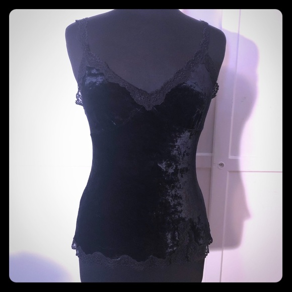 Express Tops - EXPRESS goth black velvet lace tank cami M L Express Tops - EXPRESS goth black velvet lace tank cami M L